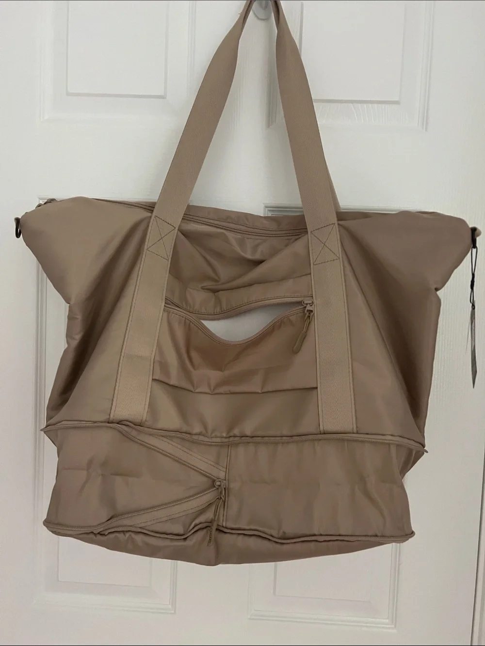 The Foldie | Taupe Foldable Travel Bag Expandable Tote NWT Sz 40L Packing Space